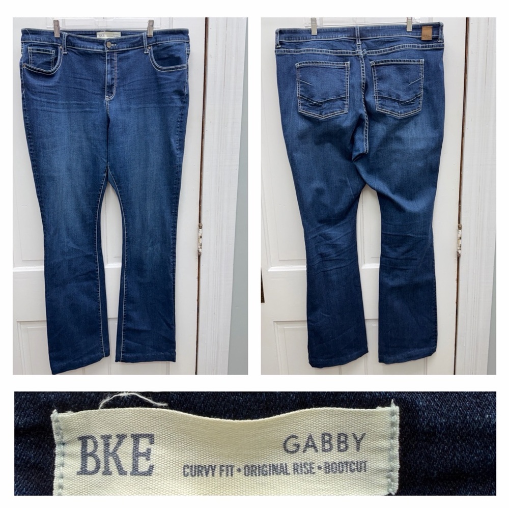 BKE Denim Gabby curvy fit original rise boot cut jeans women's 38 x 35 long tall